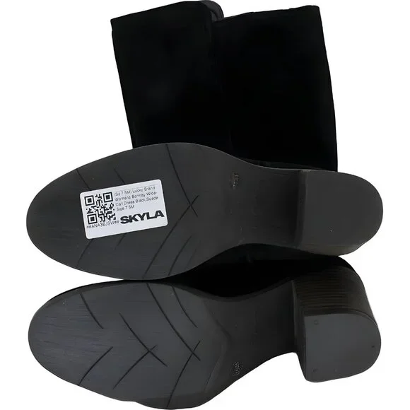 Lucky Brand Women's Black Suede Wide-Calf Boots 7.5M - Fast Shipping - Picture 6 of 6